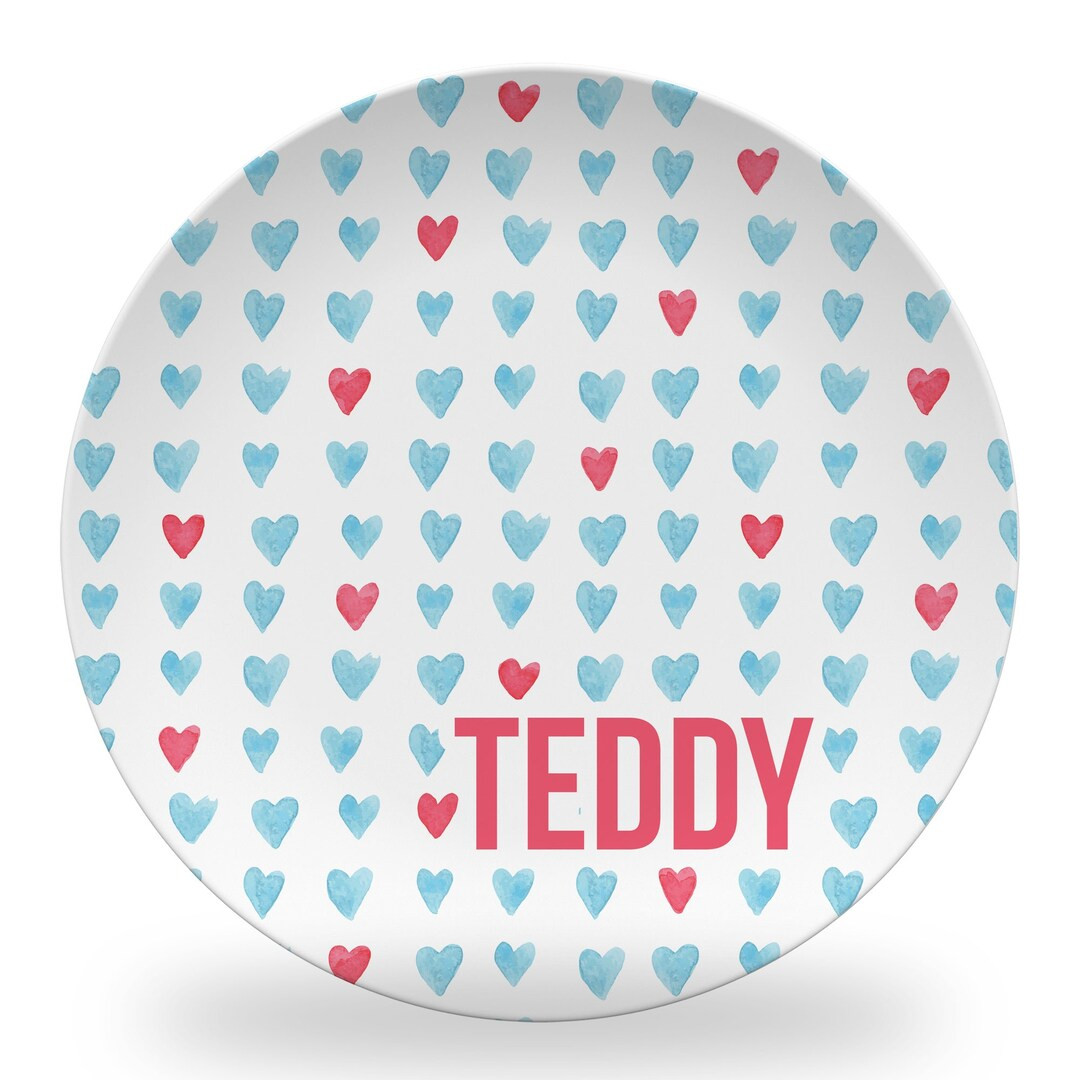 Red and Blue Hearts Tableware melamine Free Block Name - Etsy | Etsy (US)