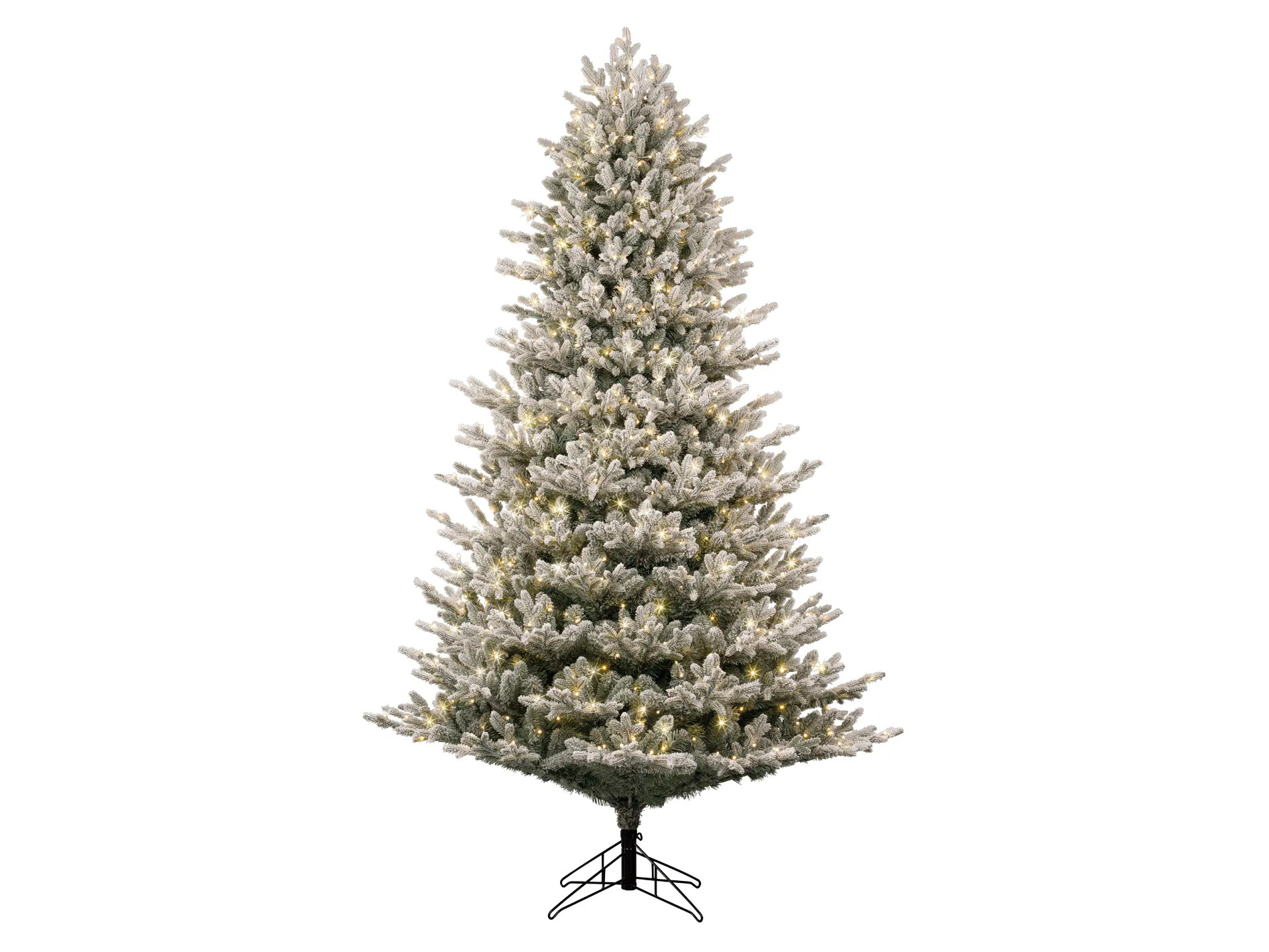 GE 7.5-ft Flocked Montana Fir Pre-lit Artificial Christmas Tree with White LED Lights | 25103LO | Lowe's