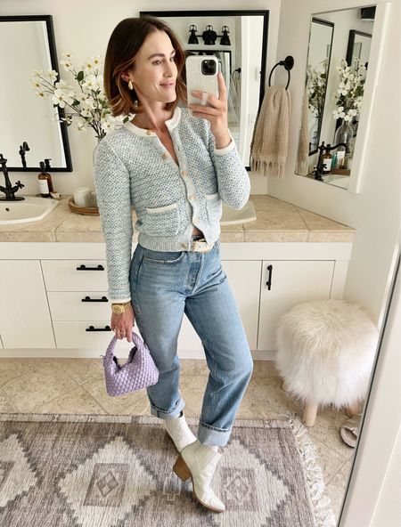 FASHION \ spring sweater (s) mixed with a western flare! Jeans, belt and boots!

Amazon bag 
Mom outfit 

#LTKSeasonal #LTKStyleTip #LTKFindsUnder100