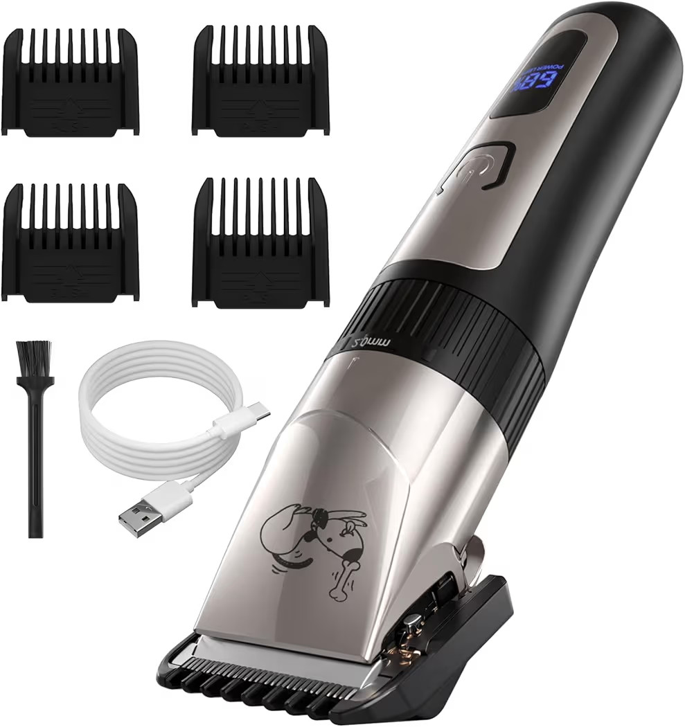 Dog Grooming Clipper Kit, Cordless Low Noise Rechargeable Electric Trimmer With Adjustable Comb &... | Amazon (US)