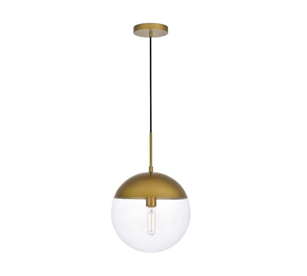 Dorland Glass Globe Pendant, 12&amp;quot;, Brass with Frosted White Glass | Pottery Barn (US)