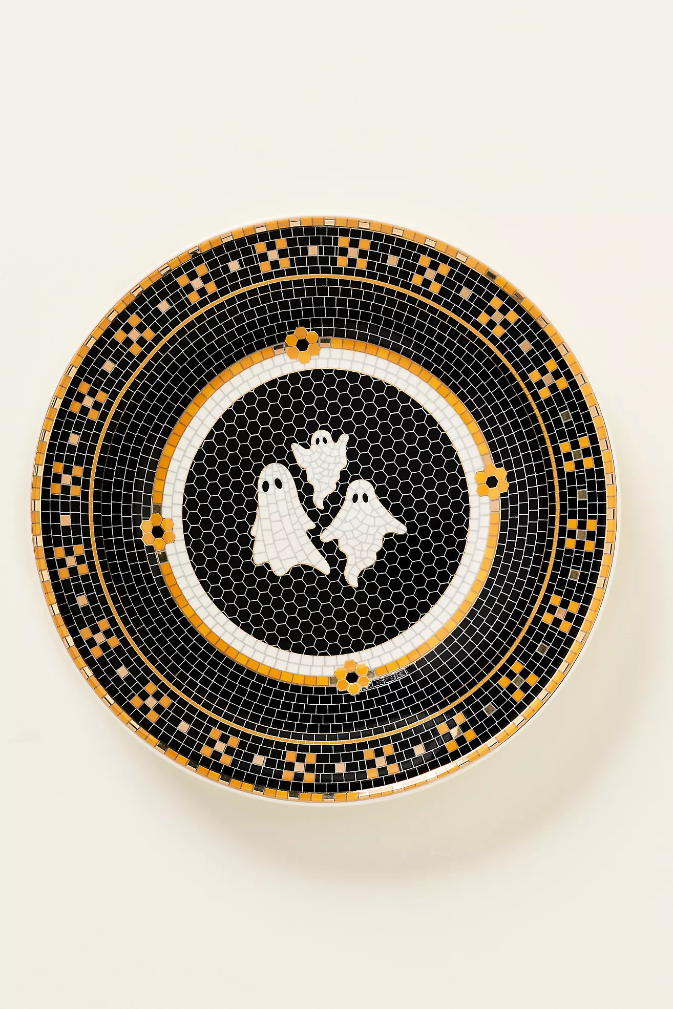 Bistro Tile Stoneware 24k Gold Accent Halloween Dessert Plate | Anthropologie (US)
