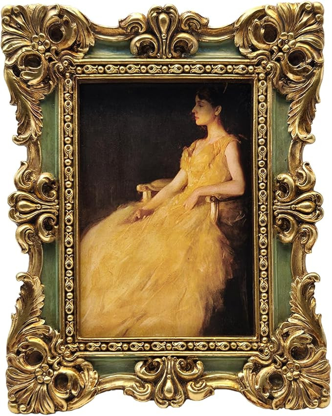 CISOO 2.5x3.5 Vintage Small Picture Frame, Antique Ornate Green and Gold Wallet Size Photo Frame,... | Amazon (US)