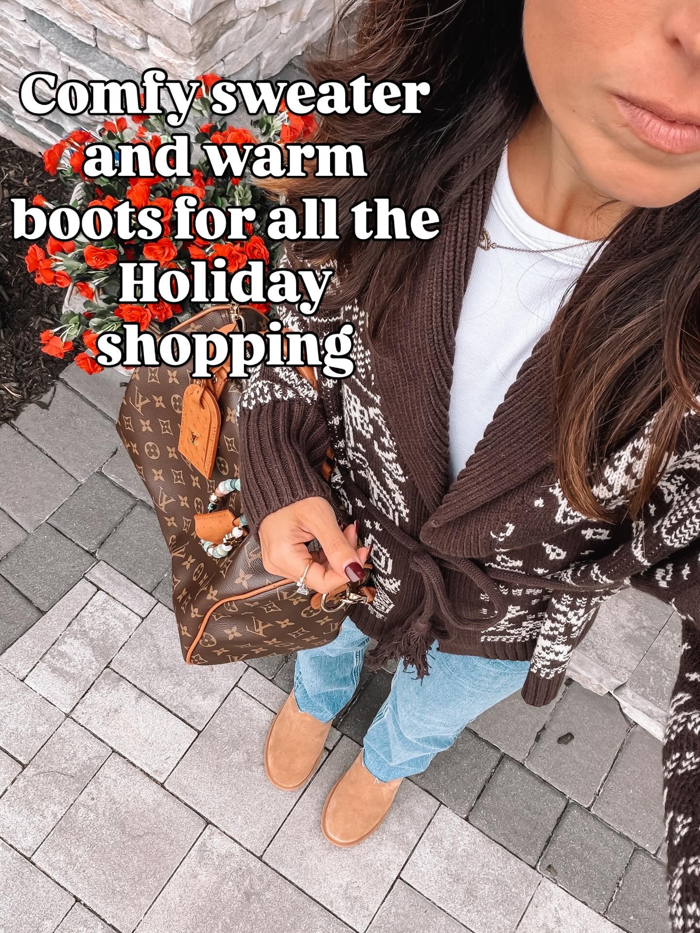 My go-to holiday shopping outfit: a warm, chunky sweater, straight-leg denim, and boots that keep your feet toasty while running around 🎁🛍 wearing xs cardigan and 25 jeans 

#LTKOver40 #LTKGiftGuide #LTKHoliday