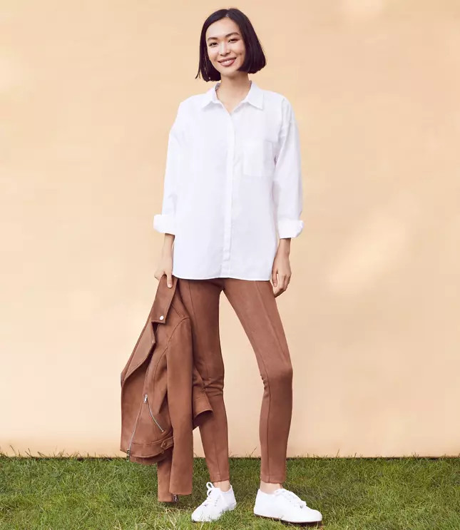 Faux Suede Side Zip Leggings | LOFT