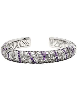 Asian Tiger Signature Sterling Silver Bracelet embellished by Amethyst and White Cubic Zirconia | Macys (US)