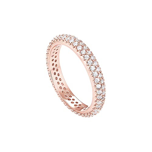 PAVOI 14K Gold Plated Cubic Zirconia Double Row Eternity Band for Women | Amazon (US)