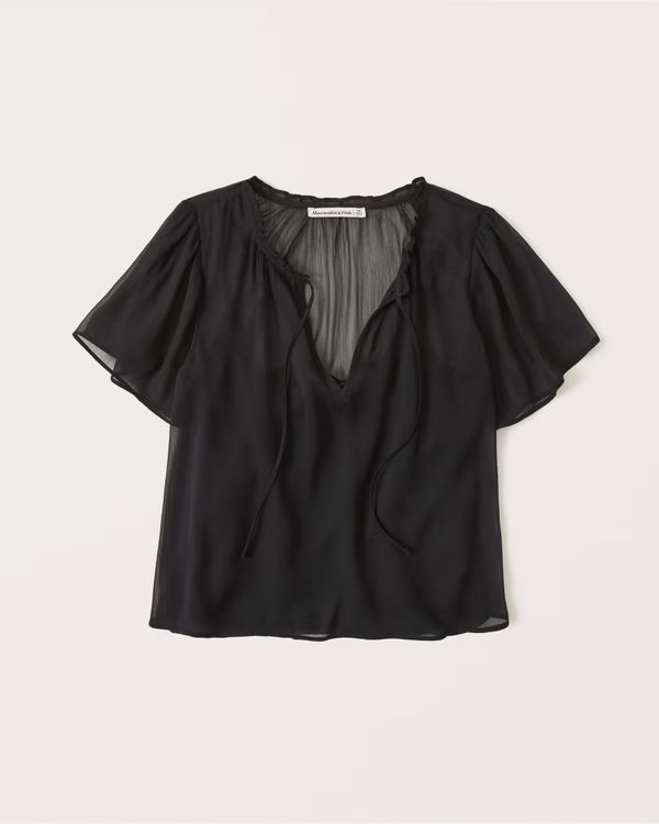 Tie-Front Chiffon Top | Abercrombie & Fitch (US)