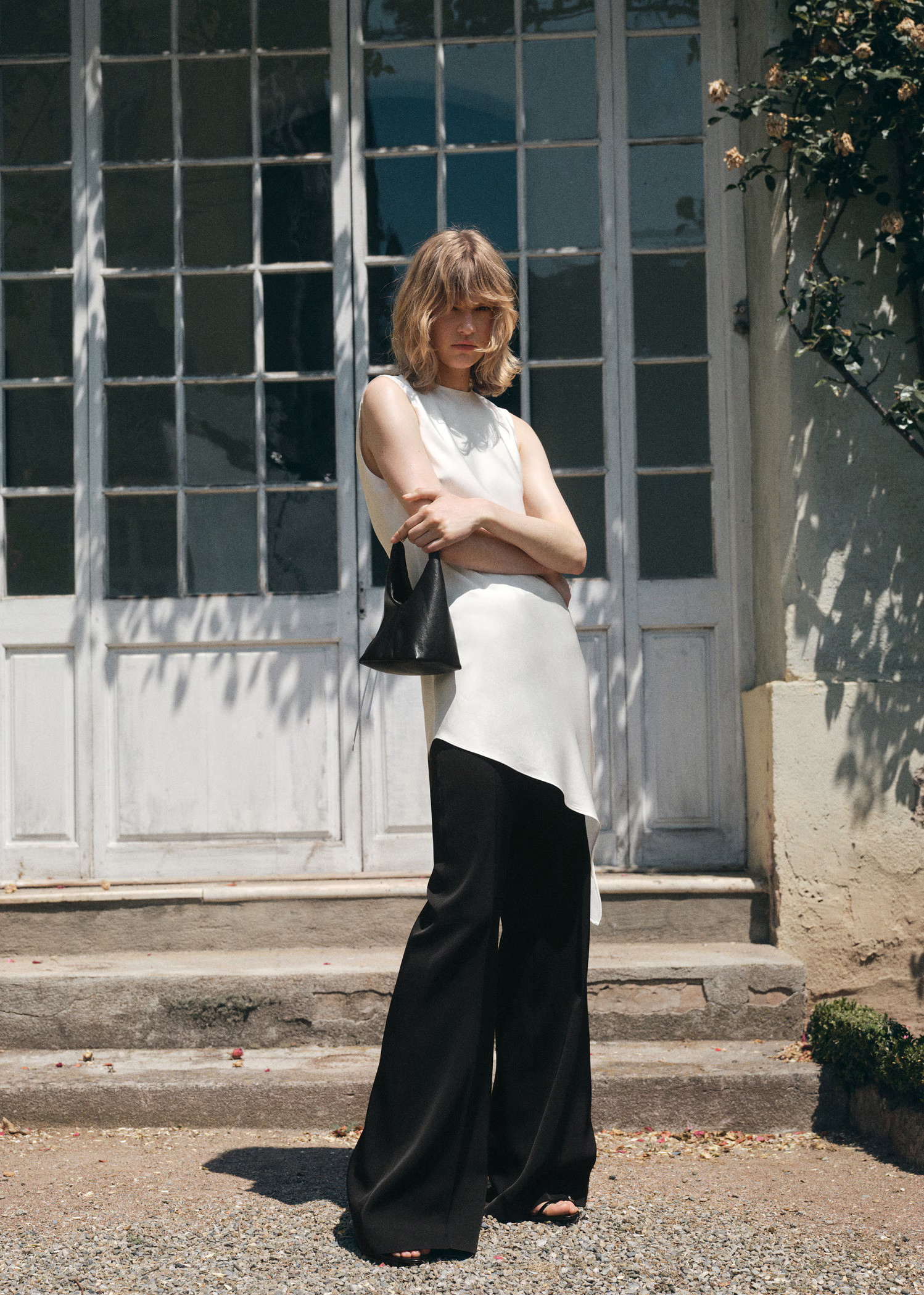 Asymmetrical satin top - Women | MANGO United Kingdom | MANGO (UK)