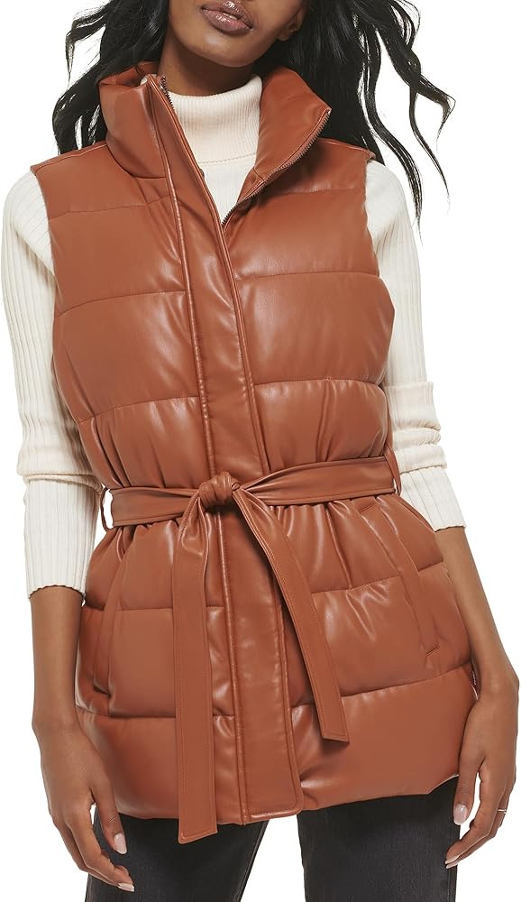 Levi's Women's Plus Size Vegan Leather Puffer Vest | Amazon (US)