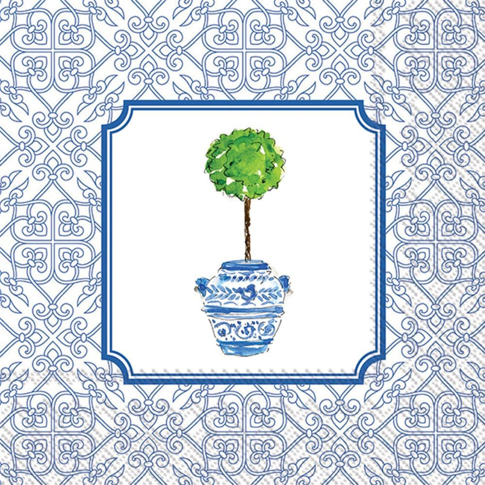 Boston International Cocktail Beverage Paper Napkins, 5 x 5, Blue Topiary | Amazon (US)
