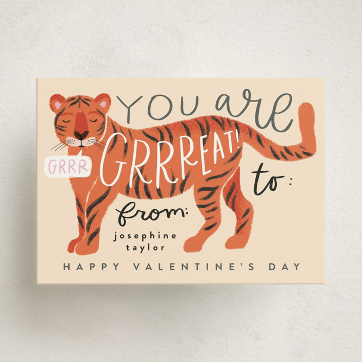 "Great Tiger" - Customizable Classroom Valentine's Cards in Pink by Alethea and Ruth. | Minted