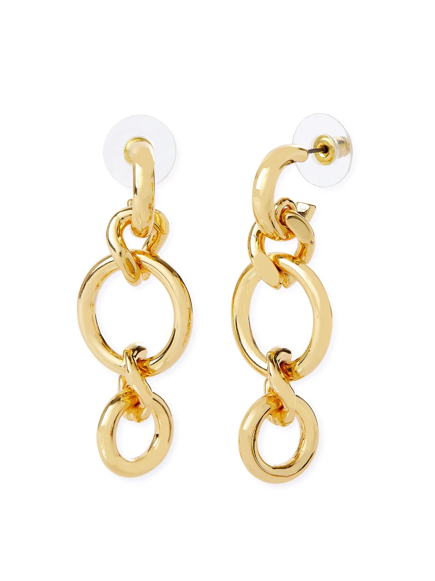 Scoop Women’s 14KT Gold Flash Plated Circle Link Dangle Earrings | Walmart (US)