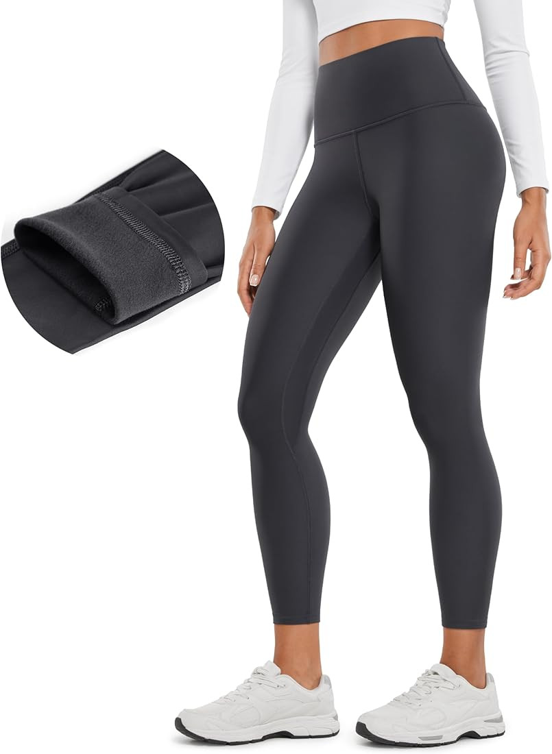 CRZ YOGA Womens High Waisted Fleece Lined Leggings 25 inches - Winter Warm Thick Thermal Soft Wor... | Amazon (US)