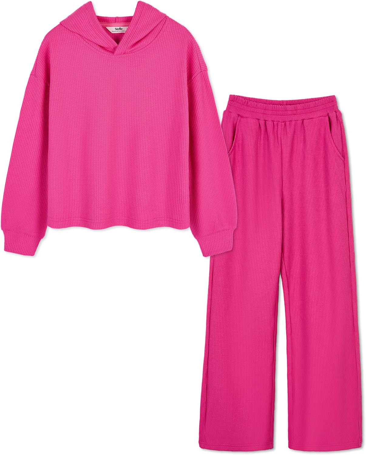 Stelle Girls Waffle Knit Hoodie and Sweatpants 2 Piece Outfits 5-15 Y | Amazon (US)