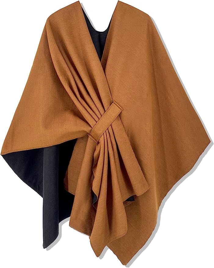 Moss Rose Women's Shawl Wrap Poncho Ruana Cape Open Front Cardigan Shawls for Fall Winter | Amazon (US)