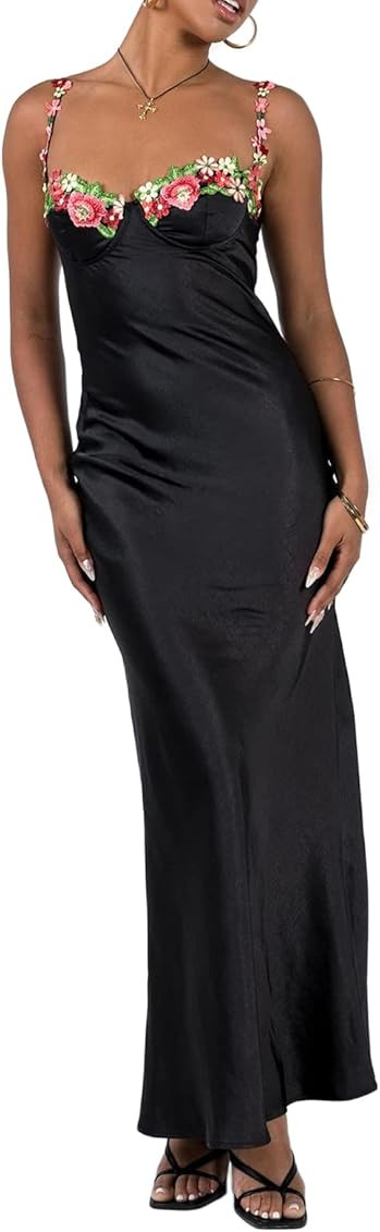 Women Cutout Backless Maxi Dress Sexy Sleeveless Split Cocktail Dresses Bodycon Spaghetti Strap L... | Amazon (US)