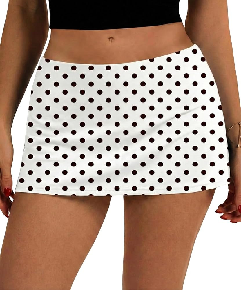 LOMON Women's Low Waist Casual Micro Mini Skirt with Built-in Shorts with Pockets Stretchy Skorts... | Amazon (US)