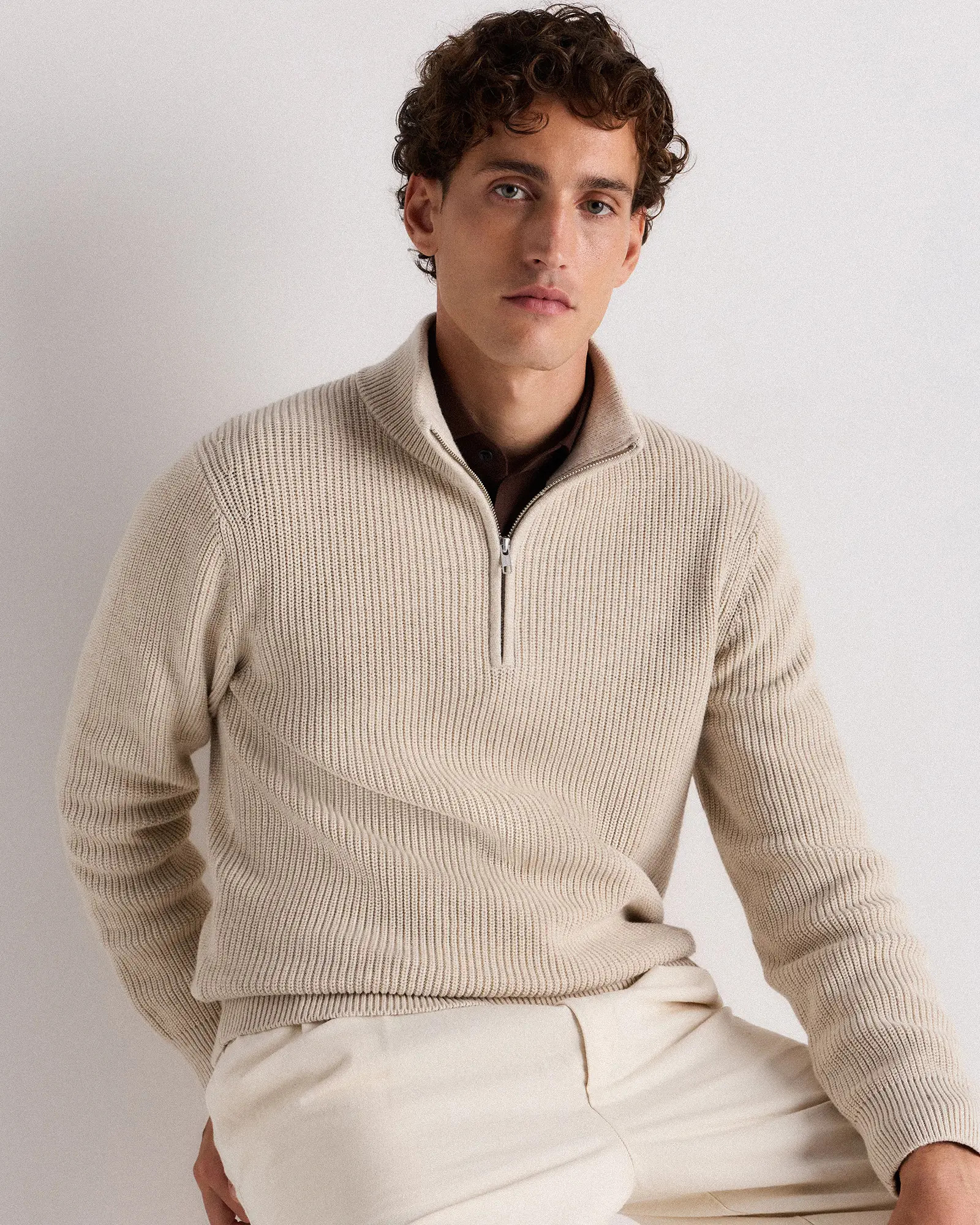 100% Organic Cotton Ribbed Quarter-Zip Sweater | Quince