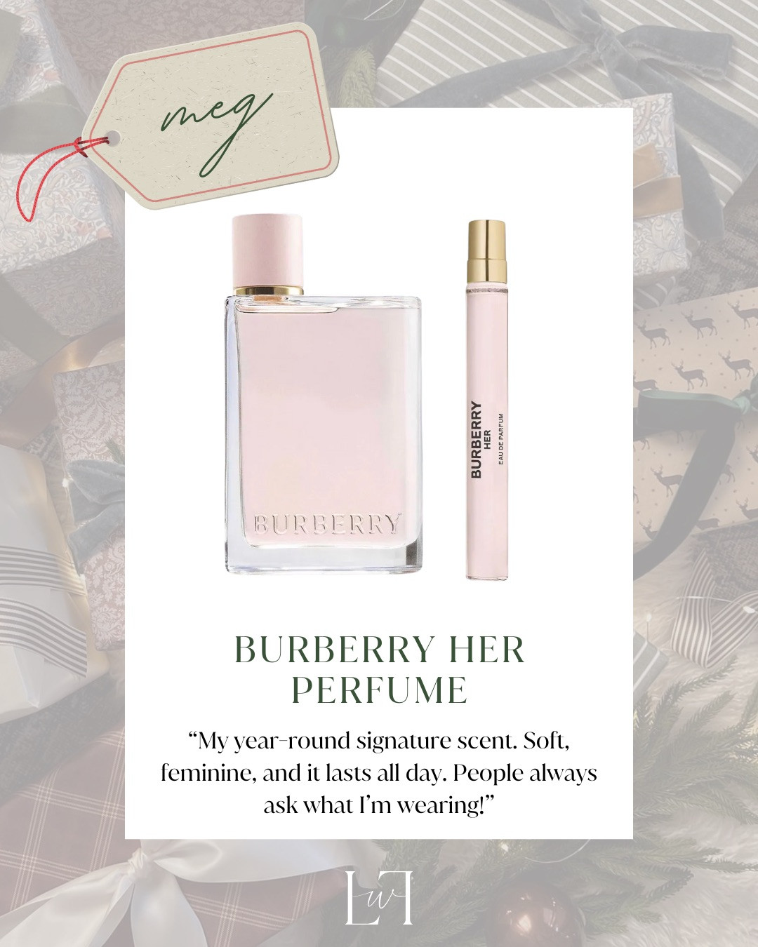 A favorite things party pick that feels classic and indulgent. Burberry Her is a soft, feminine fragrance that works year-round and lasts all day—an easy crowd-pleasing scent that makes a beautiful gift.

Life with Loverly, Burberry Her perfume, signature scent perfume, feminine fragrance, luxury beauty gifts 

 #LTKGiftGuide #LTKHoliday #LTKBeauty