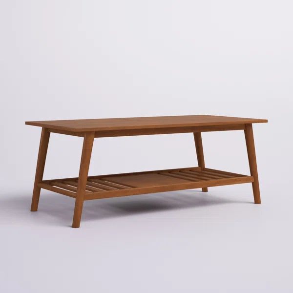 Brock 47” Wood and Veneers Coffee Table with Decorative Shelf | Wayfair North America
