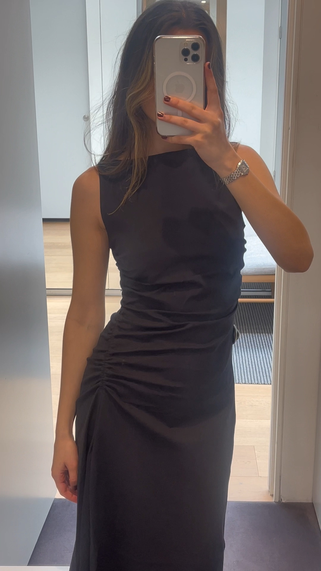 cos gathered asymmetric midi dress COS Women's Gathered Asymmetric Midi Dress