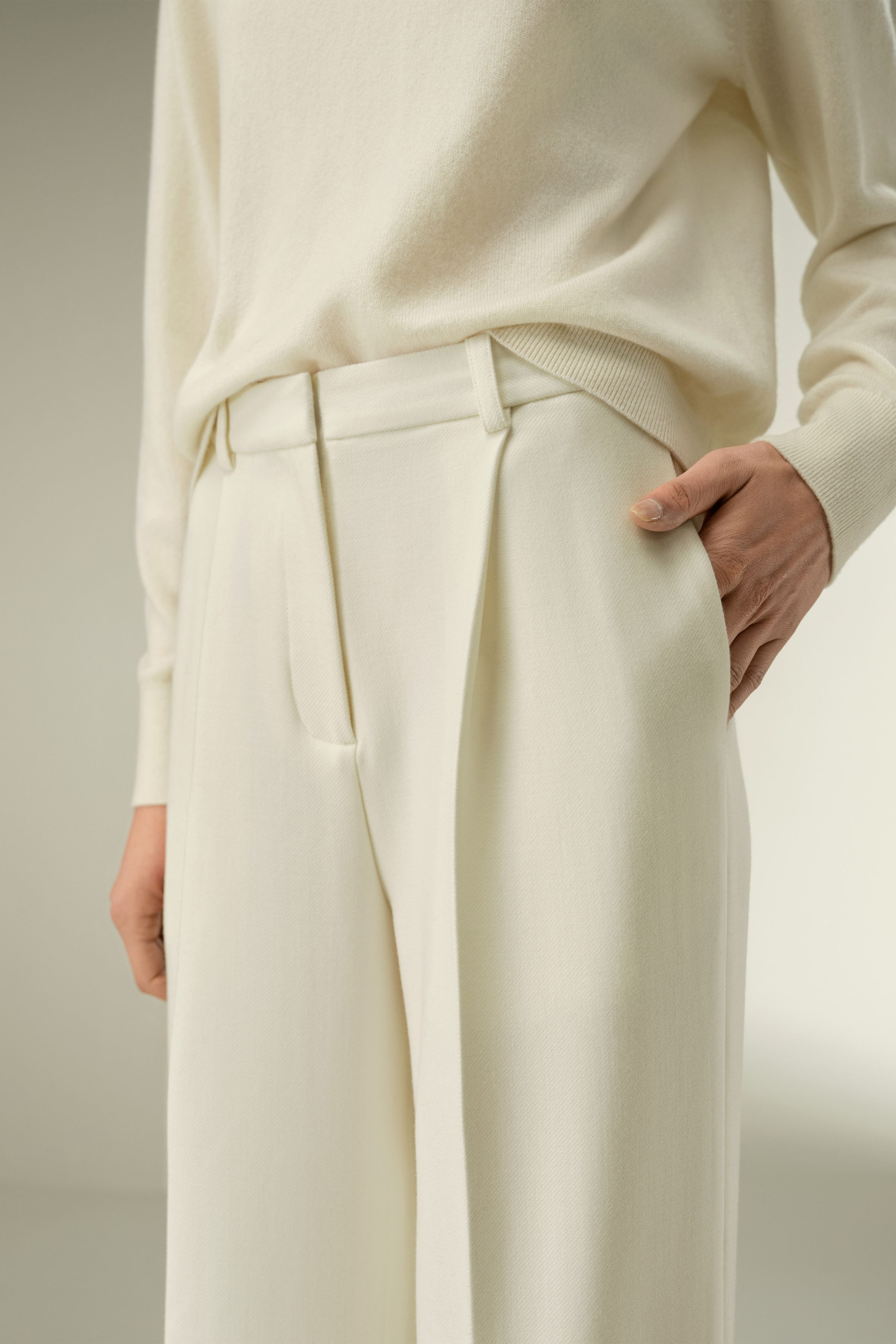 Silk-Wool Tweed Blend Trousers | LILYSILK