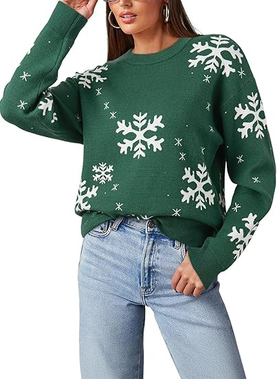Dokotoo Sweaters for Women Casual Crewneck Long Sleeve Floral Print Cable Knit Pullover Sweater T... | Amazon (US)