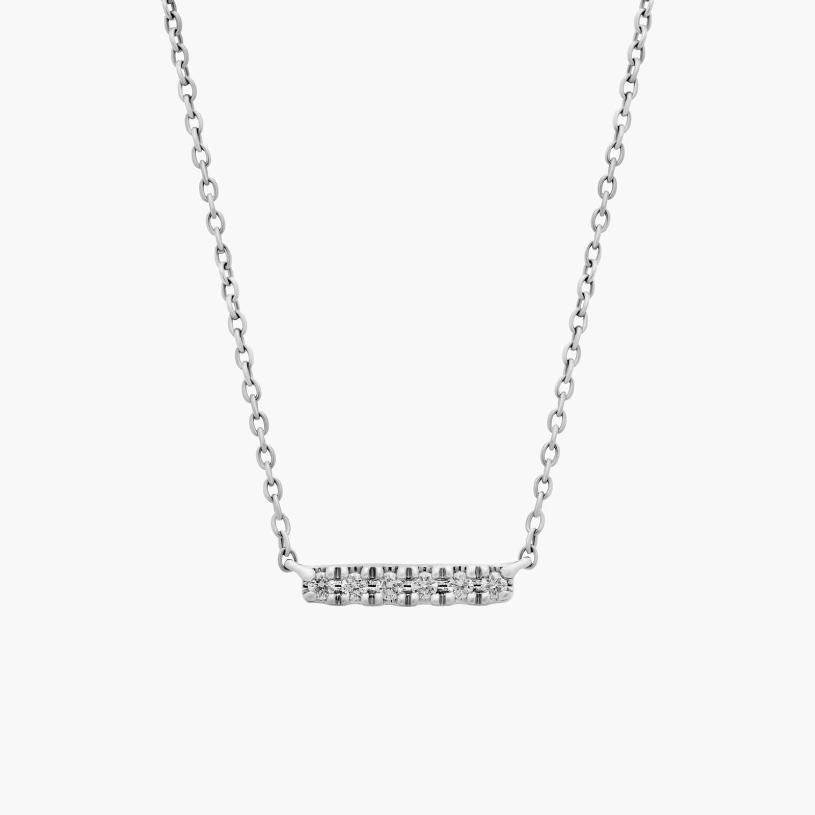 Mini Diamond Bar Necklace in 14k White Gold | Blue Nile