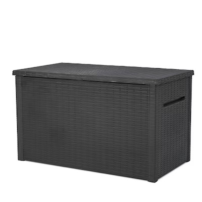 Keter Java Durable Outdoor Storage 32.67-in L x 57.87-in 230-Gallon Grey Plastic Deck Box | Lowe's