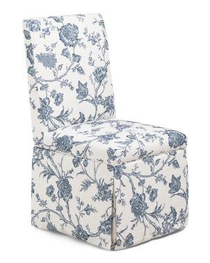 Floral Slip Cover Rolling Caster Wheel Dining Chair | TJ Maxx