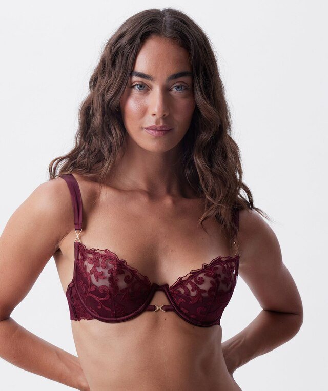 Vamp Yours Truly Push Up 1/4 Cup Bra - Berry | BRAS N THINGS 