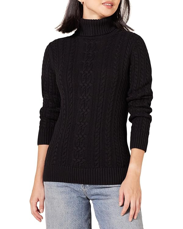 Amazon Essentials Women's Fisherman Cable Turtleneck Sweater (Available in Plus Size) | Amazon (US)