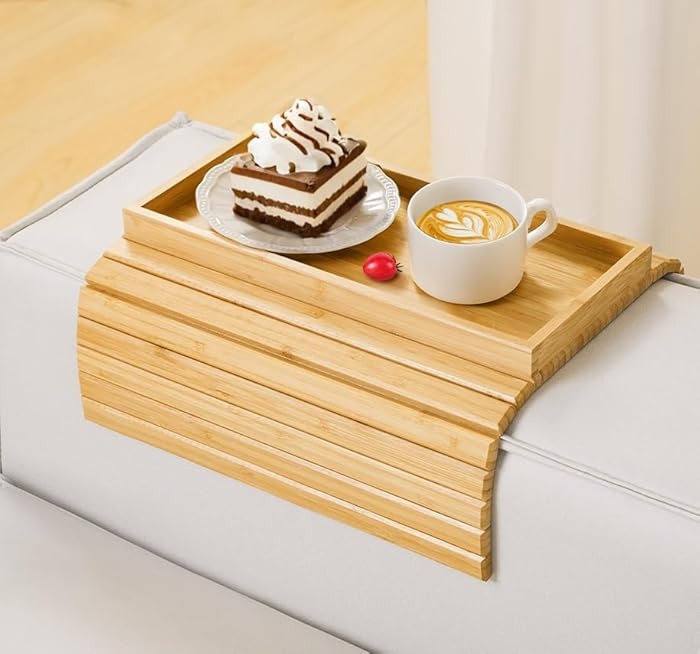 Couch Arm Tray, Bamboo Sofa Tray Table for Couch, Sofa Armrest Table, Anti-Slip Armrest Organizer... | Amazon (US)