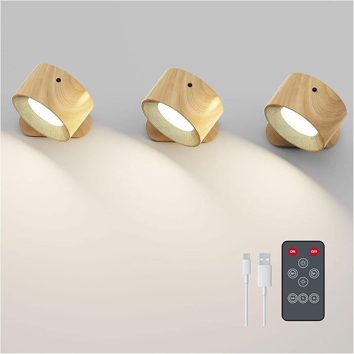Koopala 3PACK Rechargeable LED Wall Sconce, Cordless Battery with Remote Powered Wall Sconce, 3 B... | Amazon (US)