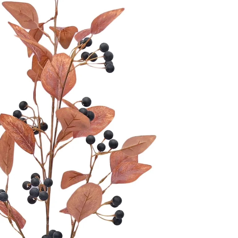 My Texas House Fall Faux Leaves and Berries Stem, Brown, 33" | Walmart (US)