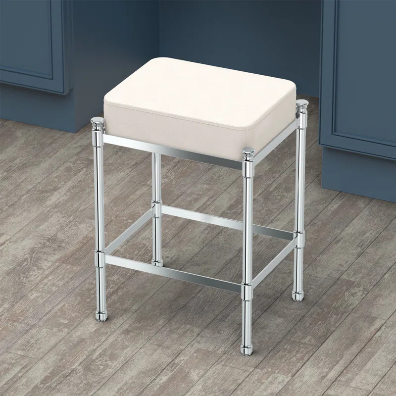 Rectangle Vanity Stool with Leather Seat | Wayfair North America