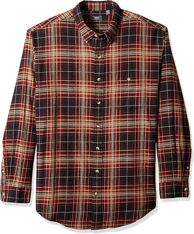 Arrow 1851 Men's Big and Tall Saranac Flannel Long Sleeve Button Down Shirt | Amazon (US)