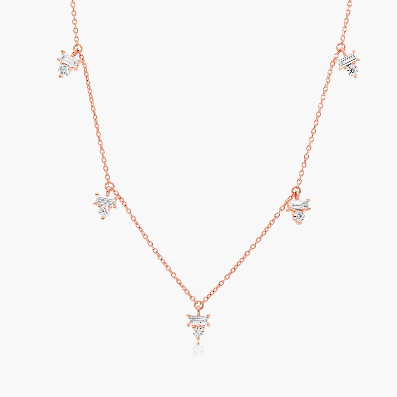 14K Rose Gold Dazzle Stack Lab-Grown Diamond Dangle Necklace-81757r14l | JamesAllen