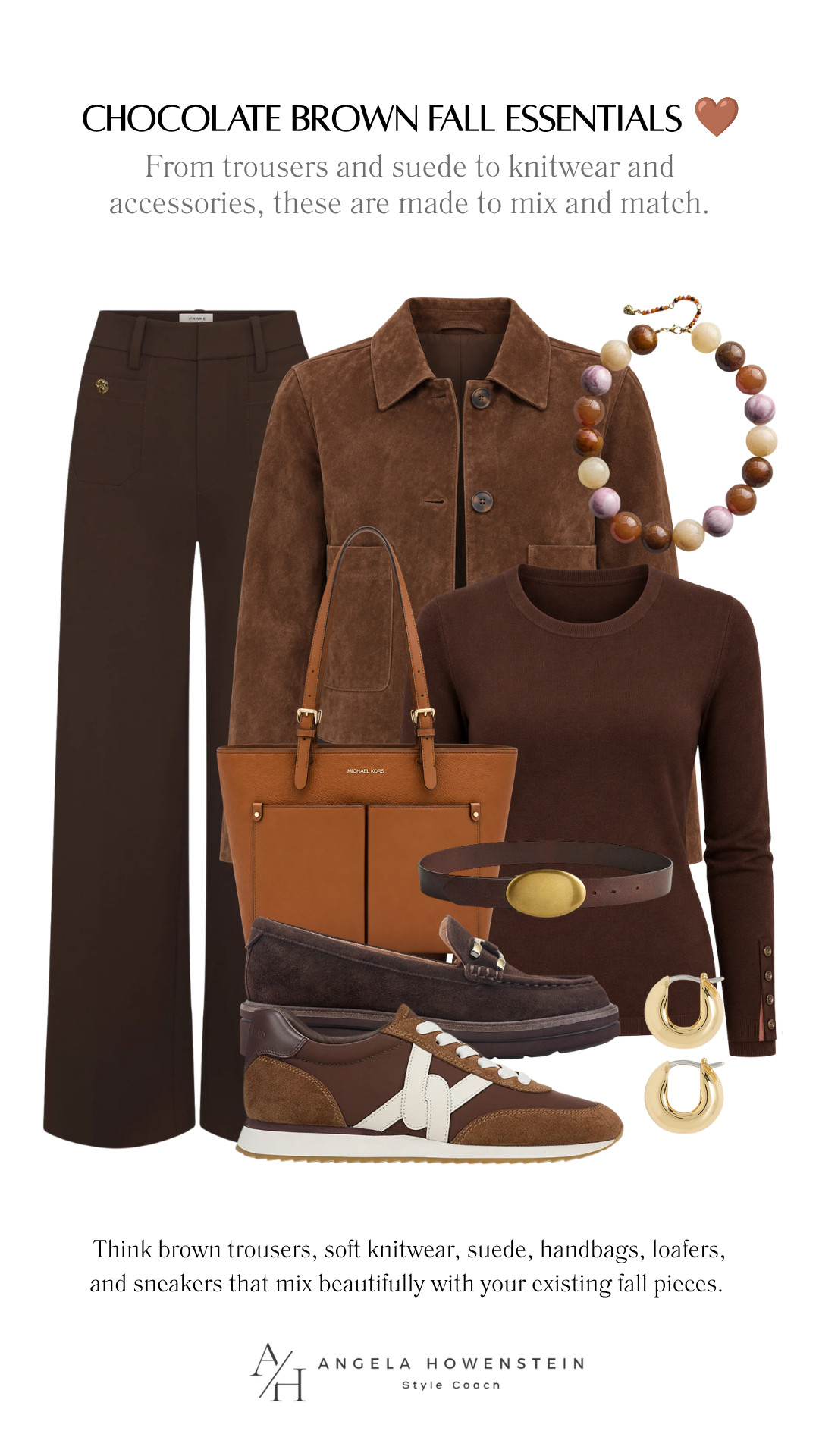 Chocolate brown is one of my favorite colors for fall! 🤎 From tailored trousers and soft knits to suede layers, handbags, and shoes, these are versatile essentials you can mix and match all season.

👩‍💻 LTK PRO TIPS
❤️ Heart = Support my posts ;-)
🔖 Save = Get sale & restock alerts for the things you love!
📋 Lists = Keep favorites organized (List ideas: Christmas, Birthdays, and Vacations!)
📲 Share = Send lists and products to a friend (or your daughters like me).
💬 Comment = Ask me anything, and I’ll answer. ;-) 

 #LTKootd #LTKSeasonal #LTKOver40