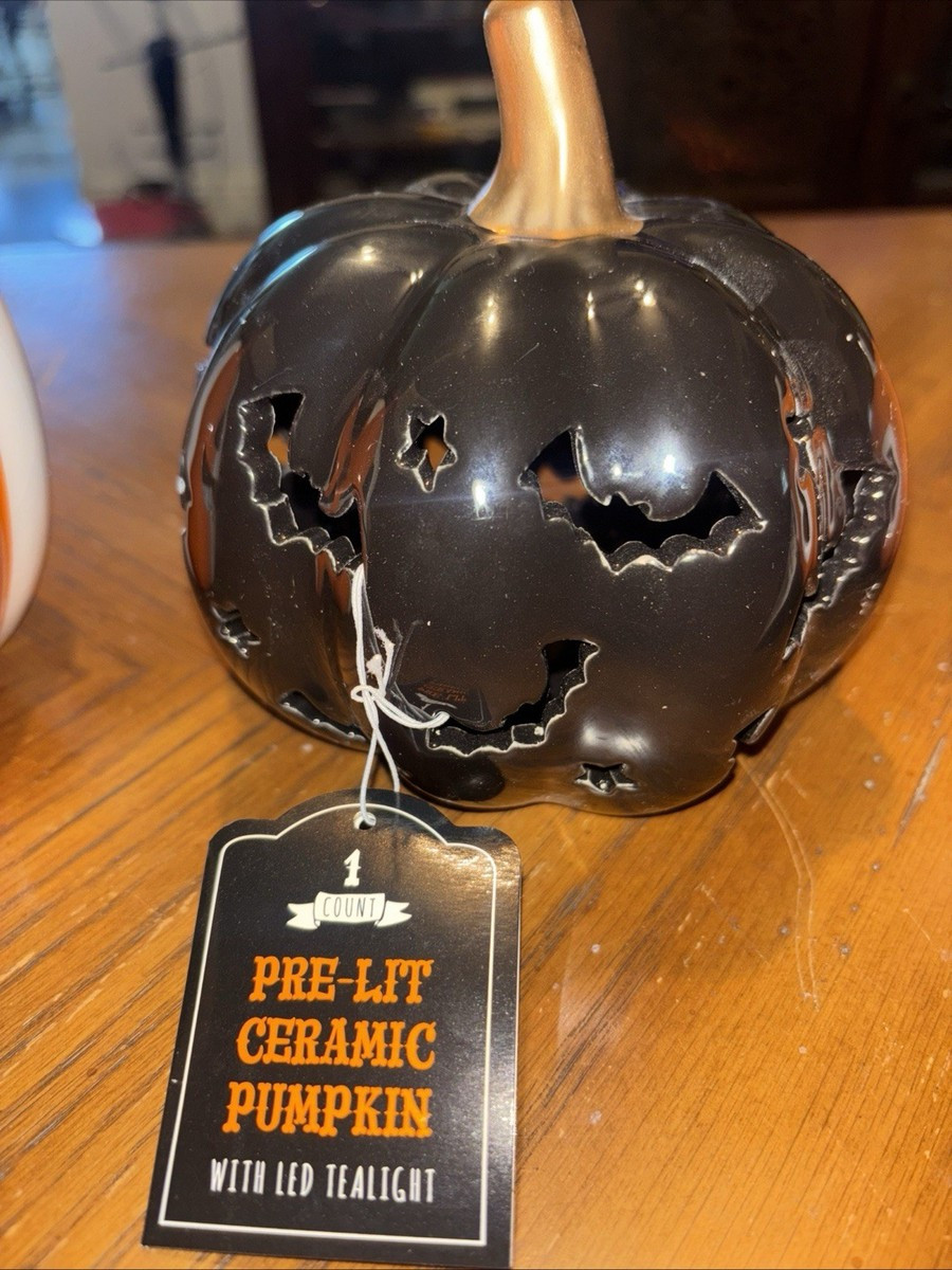 NEW Target Bullseye Playground Pre-Lit Ceramic Pumpkin Halloween Decor Black🎃 | eBay US