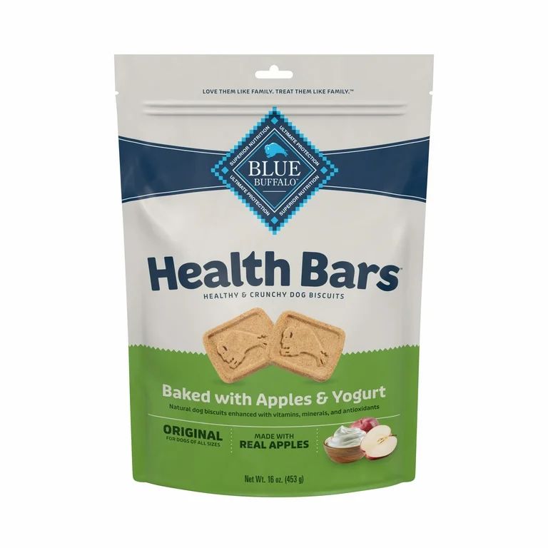 Blue Buffalo Health Bars Natural Crunchy Dog Treats Biscuits, Apple & Yogurt 16-oz Bag | Walmart (US)