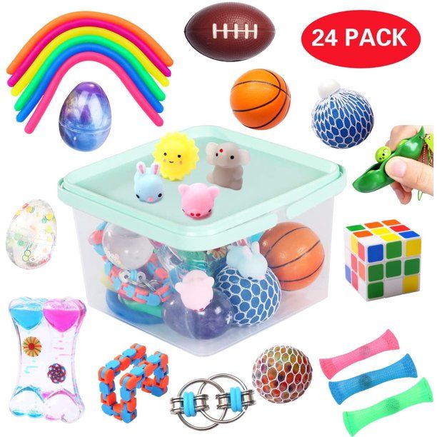 24 Pack Bundle Sensory Fidget Toys Set-Liquid Motion Timer/Grape Ball/Mochi Squishy/Stretchy Stri... | Walmart (US)
