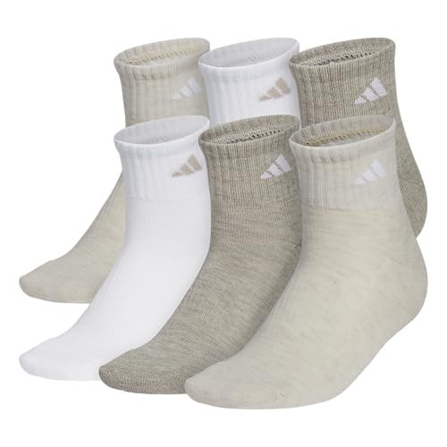 adidas Women's Ankle Socks, Athletic Cushioned Quarter Fit, 6-Pack, Durable, Comfortable, Cooling, with Compression | Amazon (US)