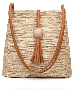 GL-Turelifes Round Summer Straw Bag Big Weave Handbags Beach Shoulder Bags Vocation Tote Handbags... | Amazon (US)