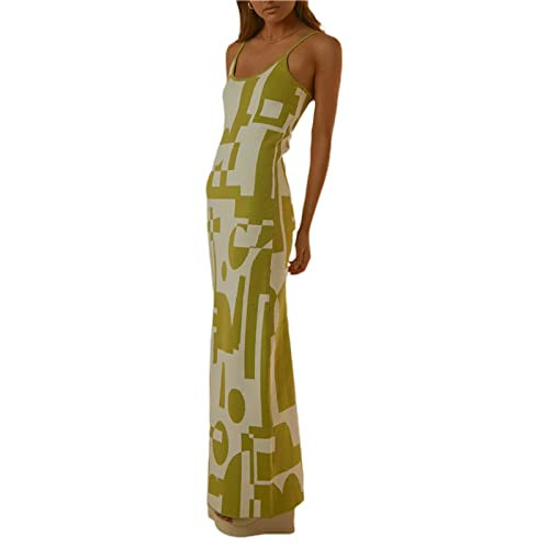 Printed Knit Maxi Long Dress for Women Backless Cutout Strapless Midi Dress Summer Tube Bodycon Dress(02-Strapy Green,S) | Amazon (US)