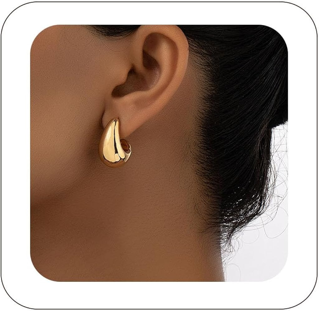 Chunky Gold Earrings for Women Silver Lightweight Tear Drop Earrings for Women Hypoallergenic Gol... | Amazon (US)