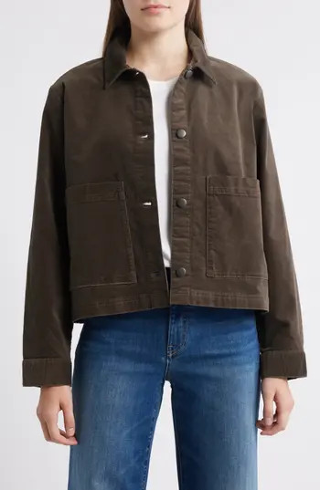 Eileen Fisher Classic Collar Velveteen Jacket in Wren at Nordstrom Rack, Size X-Large | Nordstrom Rack