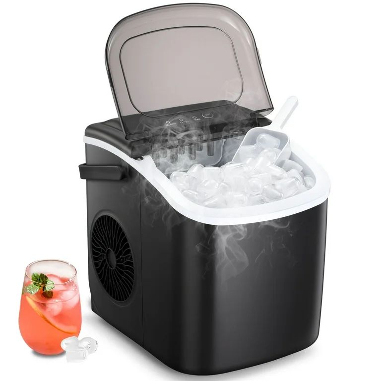 Auseo Portable Ice Maker Countertop, 9Pcs/8Mins, 26lbs/24H, Self-Cleaning Ice Machine with Handle... | Walmart (US)