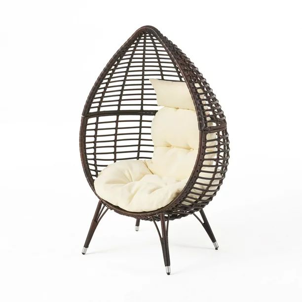 Noble House Melton Cushion Resin Wicker Outdoor Lounge Chair - Brown - Walmart.com | Walmart (US)